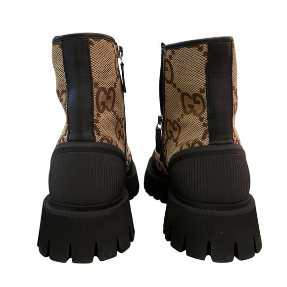 GUCCI Men's Maxi GG Supreme Canvas Combat Ankle Boots Camel Brown Sz 11.5  US 12 - Picture 8 of 16